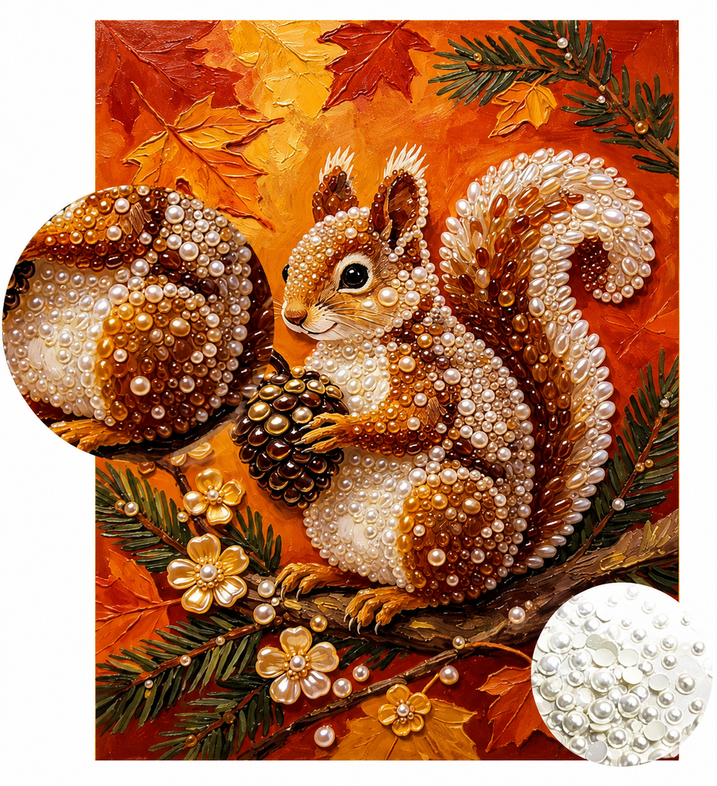 Cozy Woodland Pearl-By-Number Kit