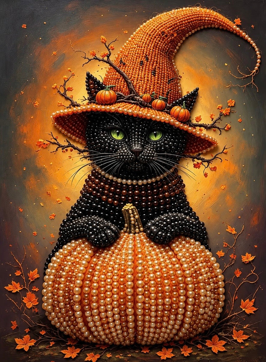 Pumpkin Purrrfection Pearl-By-Number Kit