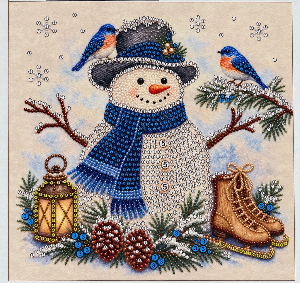 Winter Snowman Pearl-By-Number Kit