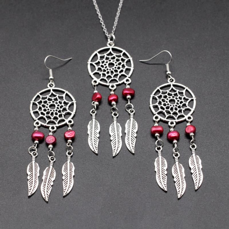 Dreamcatcher Feather Jewelry Set