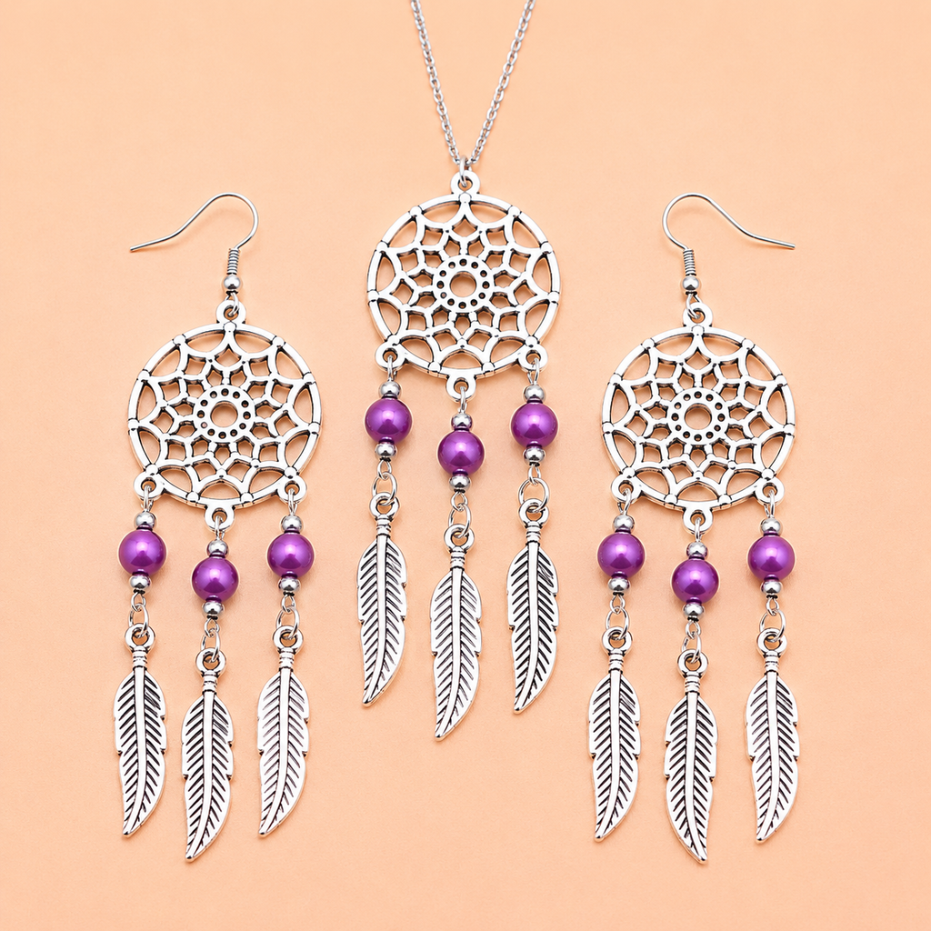 Dreamcatcher Feather Jewelry Set