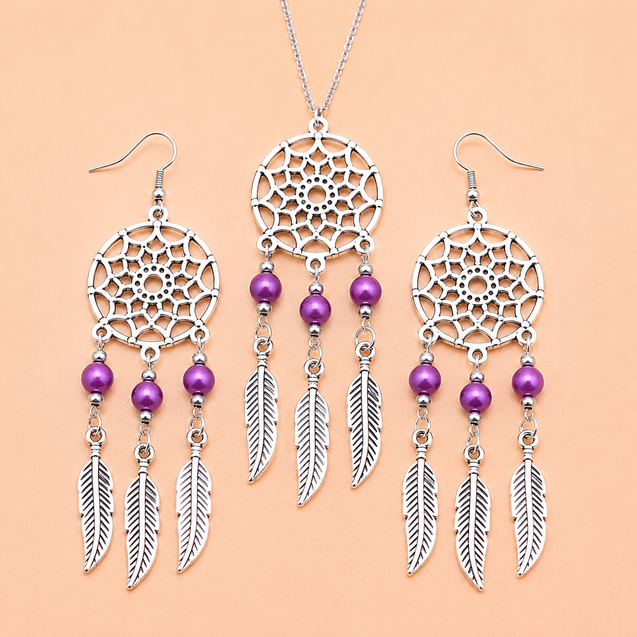 Dreamcatcher Feather Jewelry Set