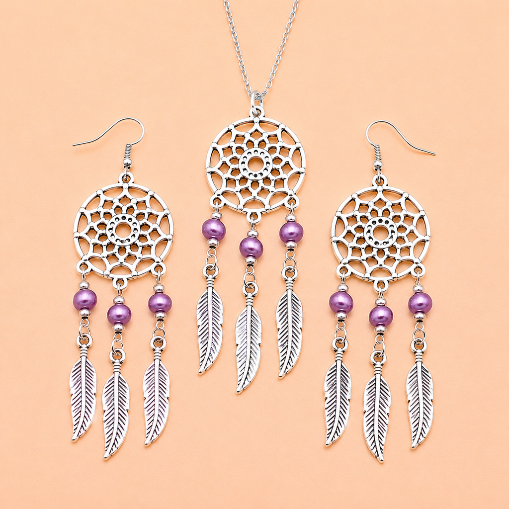 Dreamcatcher Feather Jewelry Set