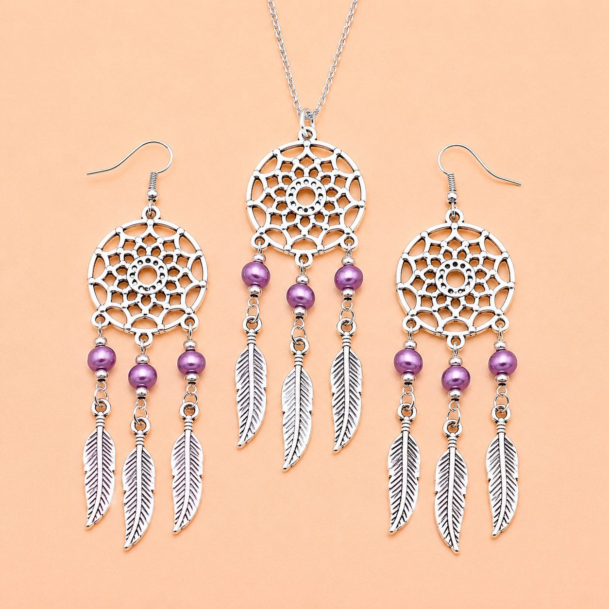 Dreamcatcher Feather Jewelry Set