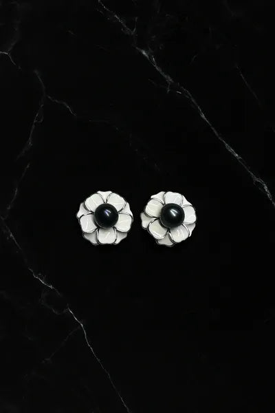 White Dahlia Earrings